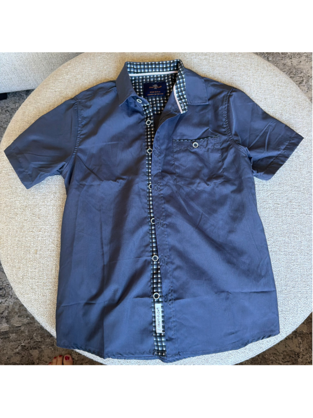 Boys Craft + Flow Button Down Shirt Size 10 Blue Black